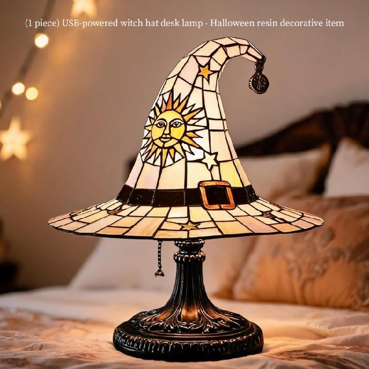 Shelf Display Hat Table Lamp for Halloween Indoor Room Display, USB Resin Accent Light for Party Tables, Entryway Spots, and Home Use