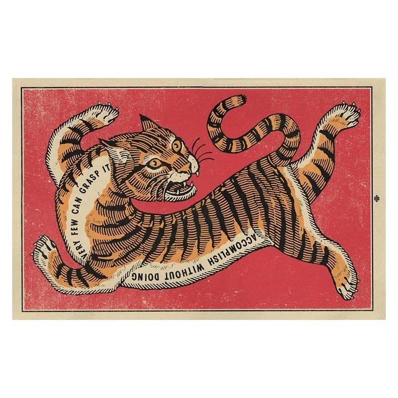 Moroccan-Inspired Tiger Living Room Carpet Ethnic Rug Large Easy-Clean Washable Non-slip Bedroom Stylish Home Decor Floor Mat