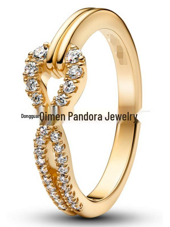 Elegant European and American Knotted Flower Diamond Rope Ring for Women - Chic Japanese & Korean Style