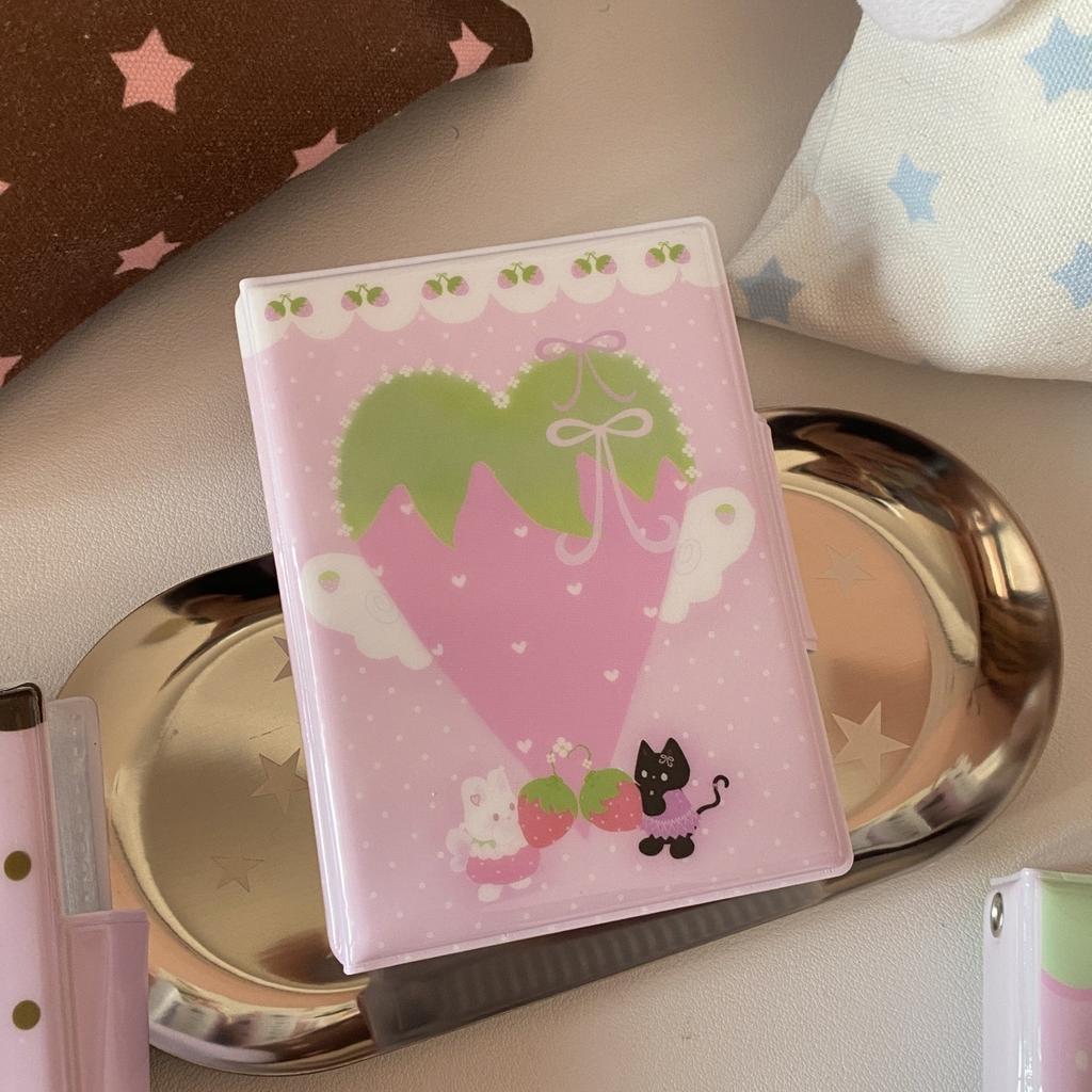 Cute Strawberry Note Photo Album 3 Inch Kpop Idol Photo Card Holder Sweet Card Binder for Girls Mini Photocard Collection Book