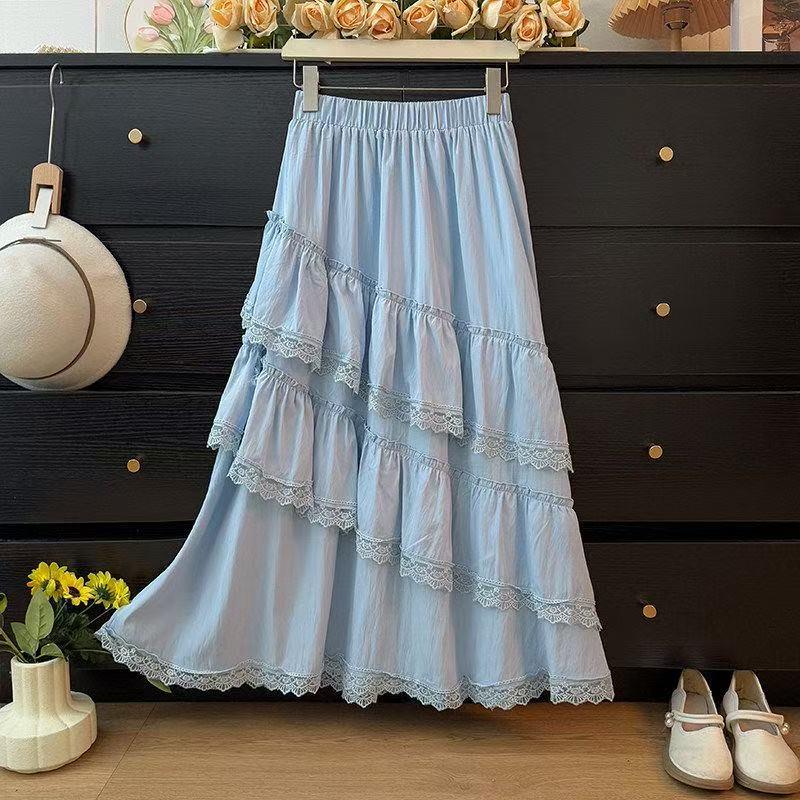 Women's Spring Sweet Multi-Layered Ruffle Skirt - Elastic Waist, Slimming, Versatile