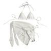 Conjunto de Maiô 3 Peças/Conjunto Halter Almofadas no Peito Sutiã Sem Aro Calcinha de Natação Saia Cover Up Conjunto Biquíni Cortado Maiô de Rede