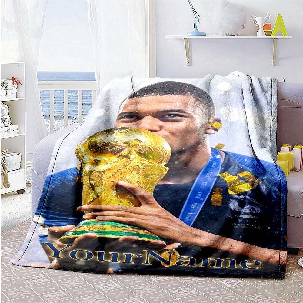 Mbappe 261 Personalisierte Namensdecke Überwurf Personalisierte Decke Langlebiger Komfort Vielseitig für Bettwäsche Strandnickerchen Bett Vier Jahreszeiten Mehrzweck