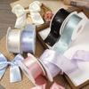 40mm Gift Wrapping Ribbons Bow Print Silk Ribbon Decoration Silver Foil Bow Ribbons  Gift