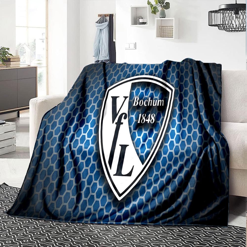 Bochum Crest Flannel Blanket, Soft Polyester, Modern Design, All-Season for Camping, Travel, Gifts for holidays or birthdays