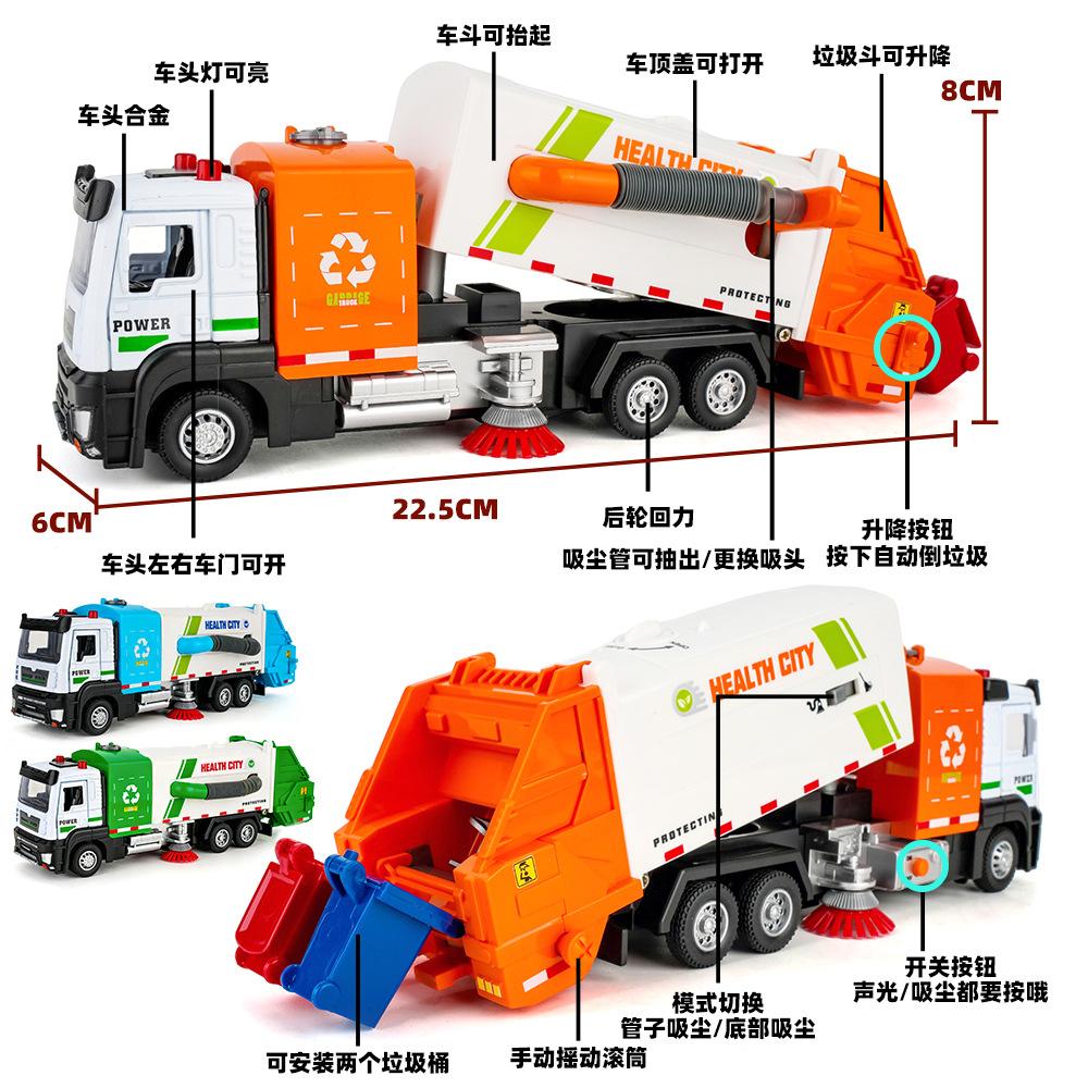 ABBM1 Eagle Simulation Alloy Electric Vacuum Sweeper Garbage Sanitation Construction Vehicle Model Sound and Light Pull Back Toys