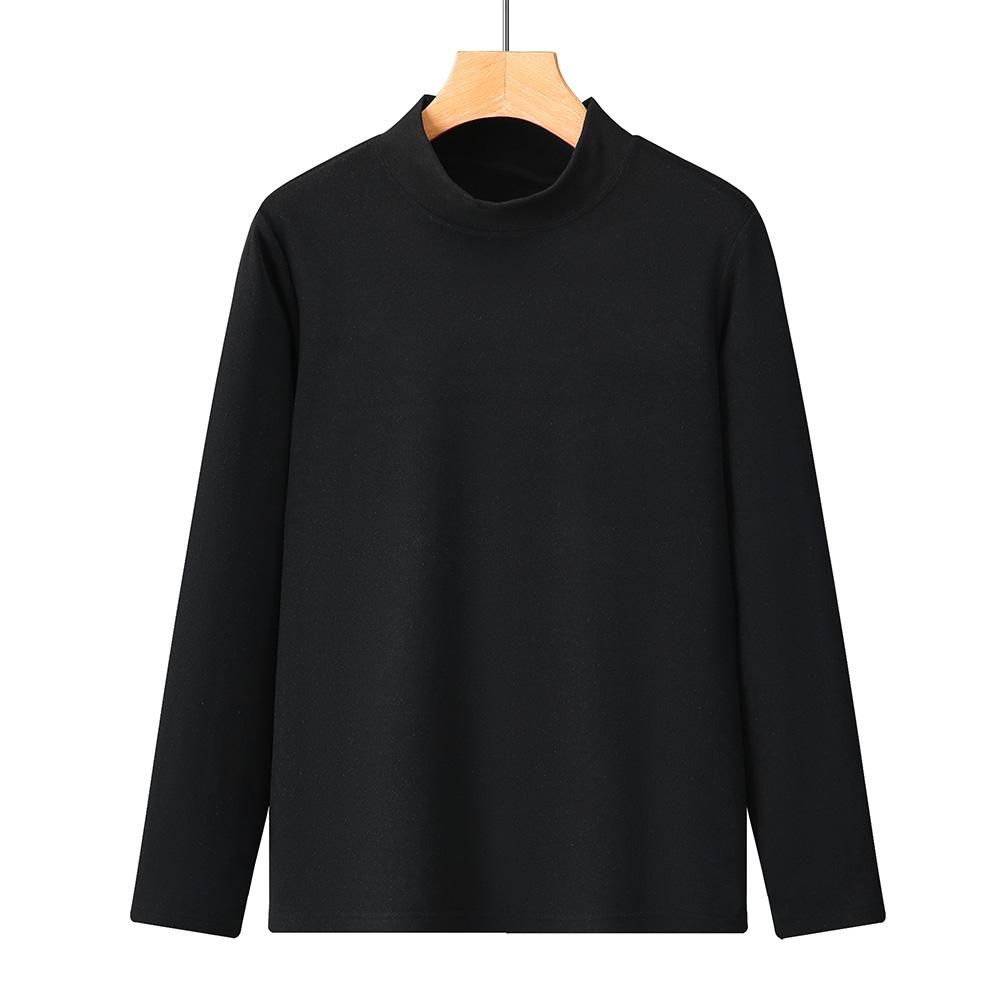 Men's Double-Sided High Neck Long Sleeve T-Shirt, Autumn Winter Turn Collar Thickened Warm Casual Lined Shirts HMDRC