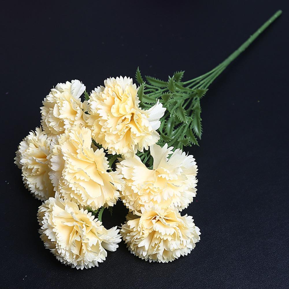 Silk Cloth Artificial Carnation Bouquet Photography Props 7 Heads Simulated Carnation Mother's Day Gifts Wedding Fake Flower