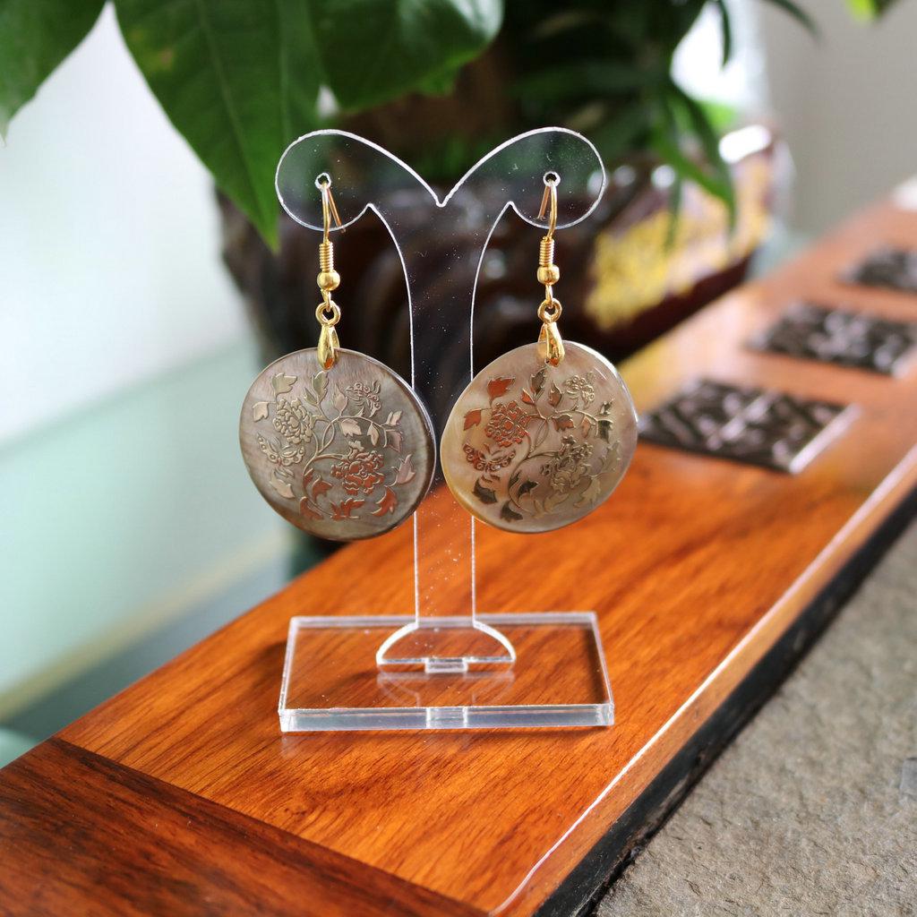 Gold Foil Abalone Shell Earrings - Fashionable European American Style Women s Accessory