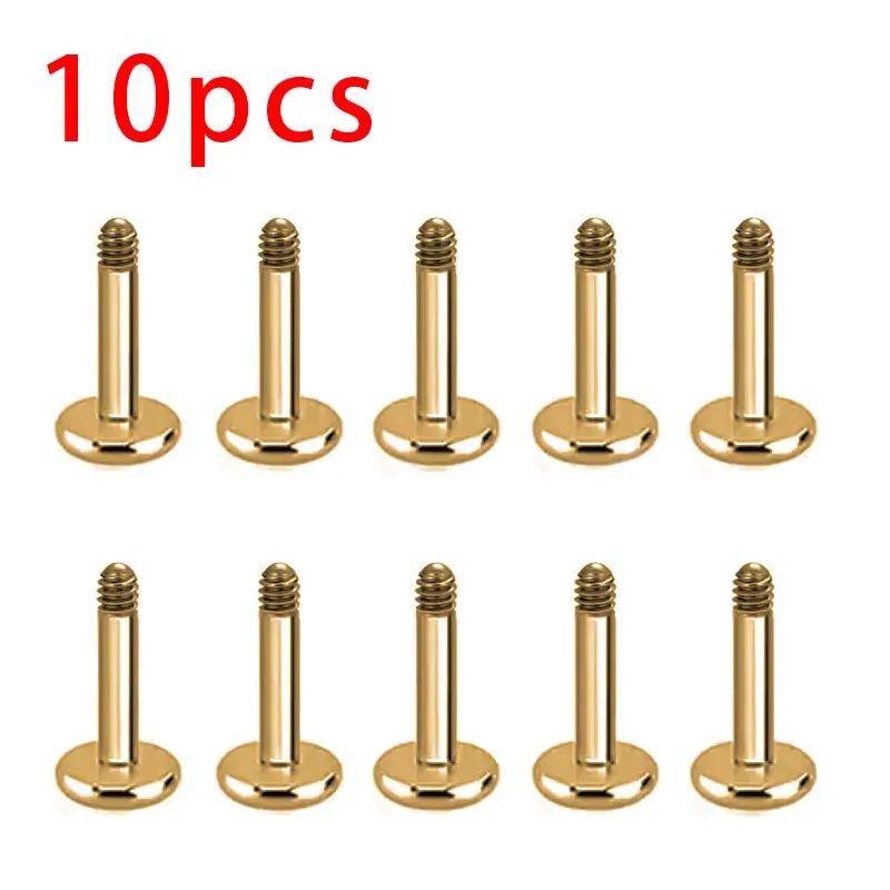 10pcs ASTM F136 Titanium Male Thread Labret Piercing 14G 16G Lab Lip Ear Tragus Replacement Body Jewelry Accessories