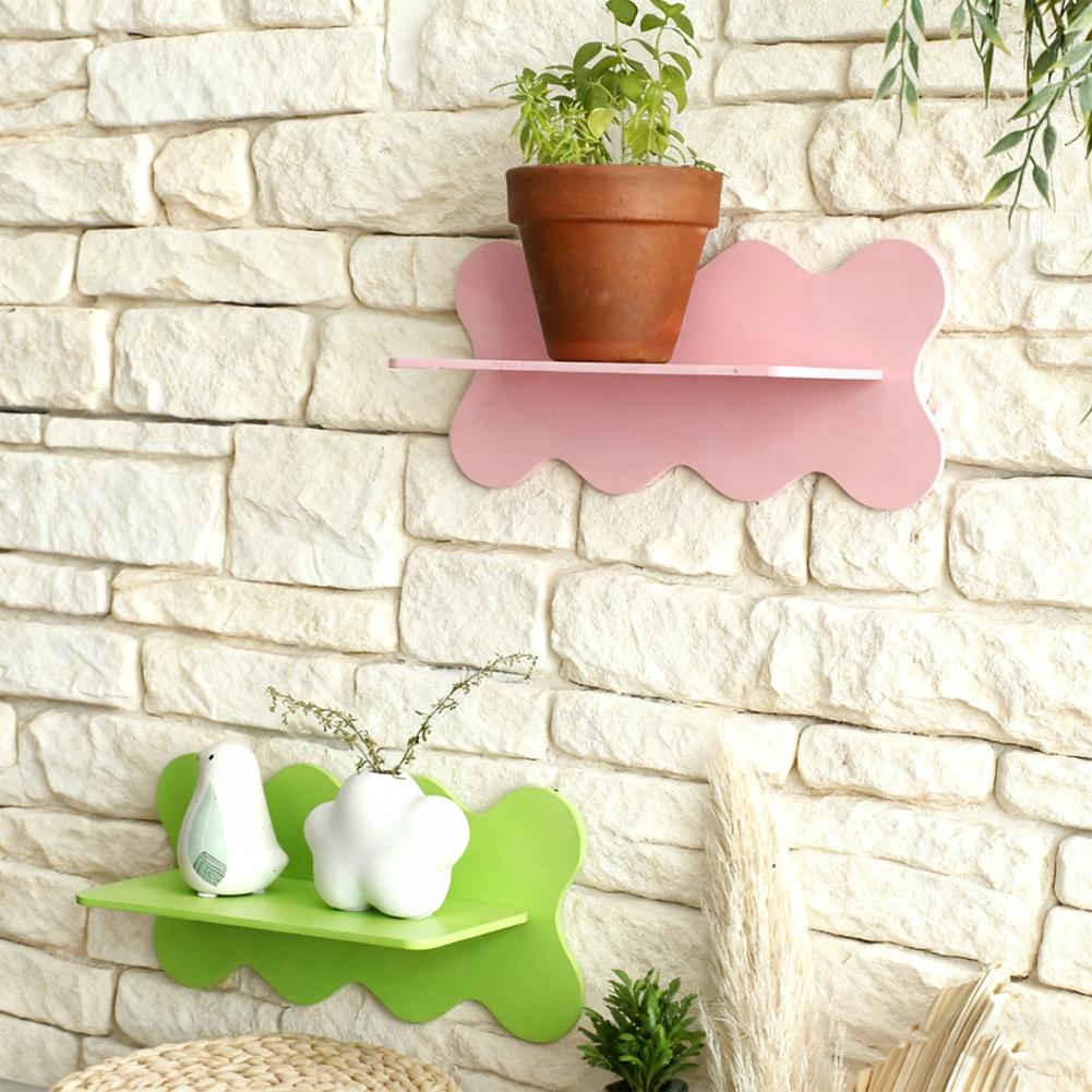 Floating Wall Shelf Wooden Wall Mounted Shelf Wave Edge Display Shelf Storage Organizer for Home Decor