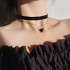 Red Heart Velvet Choker Necklace with Pendant