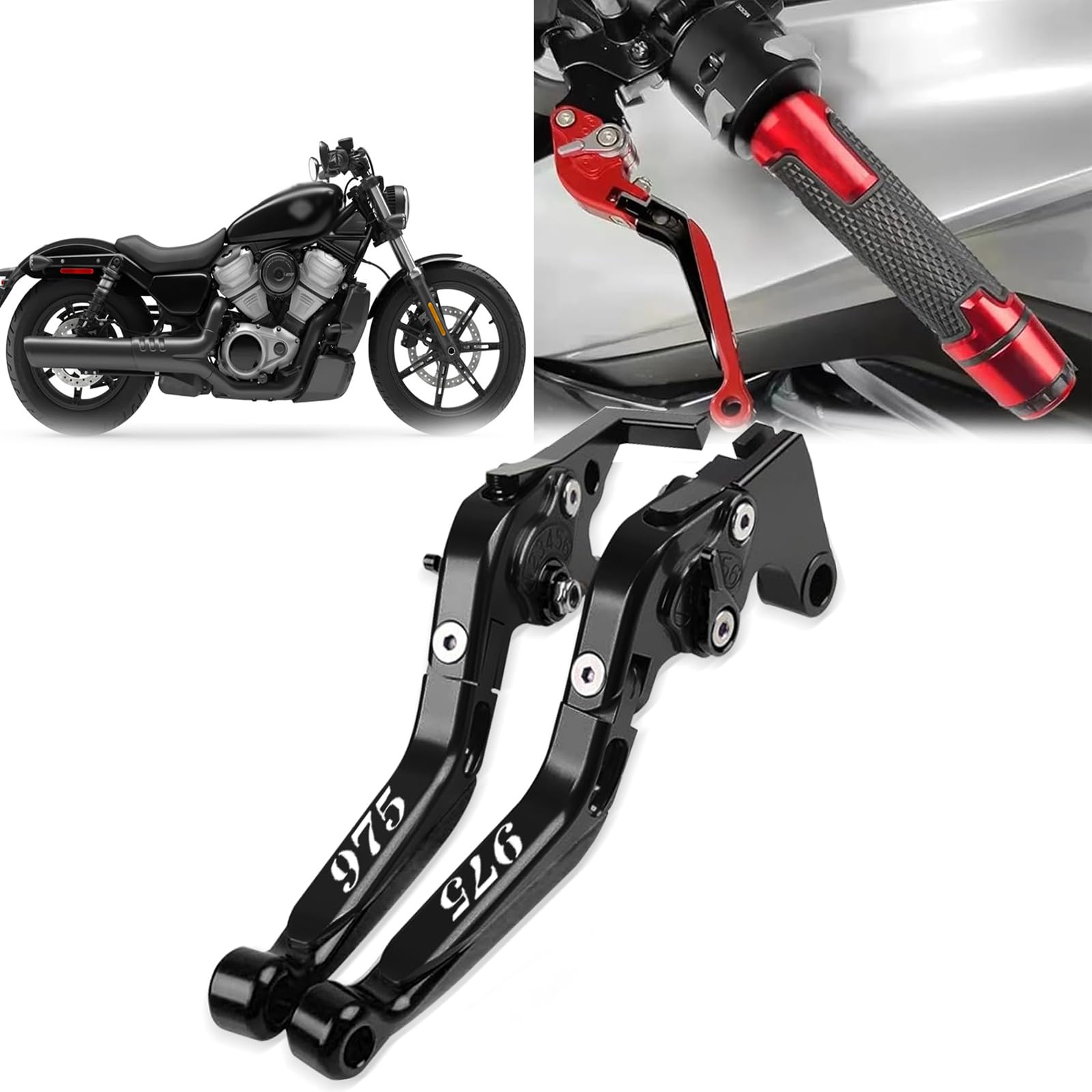 

Motorcycle CNC Alloy Folding Brake Lever with Curved Handlebars and Angle Clutch Levers for Honda Nightster 975 RH975 2025 2024 2023 2022 2021 (Black) чёрный