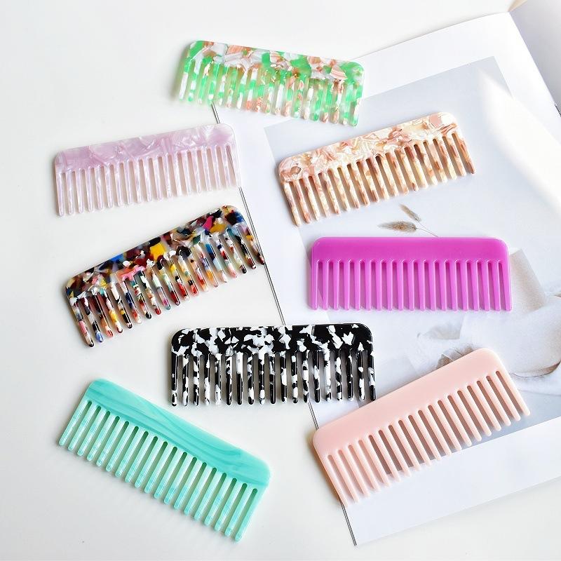 Wide Teeth Acetate Hair Combs Anti-static Hair Comb Portable Makeup Comb Colorful Hairdress Salon Styling Traveling Accessories