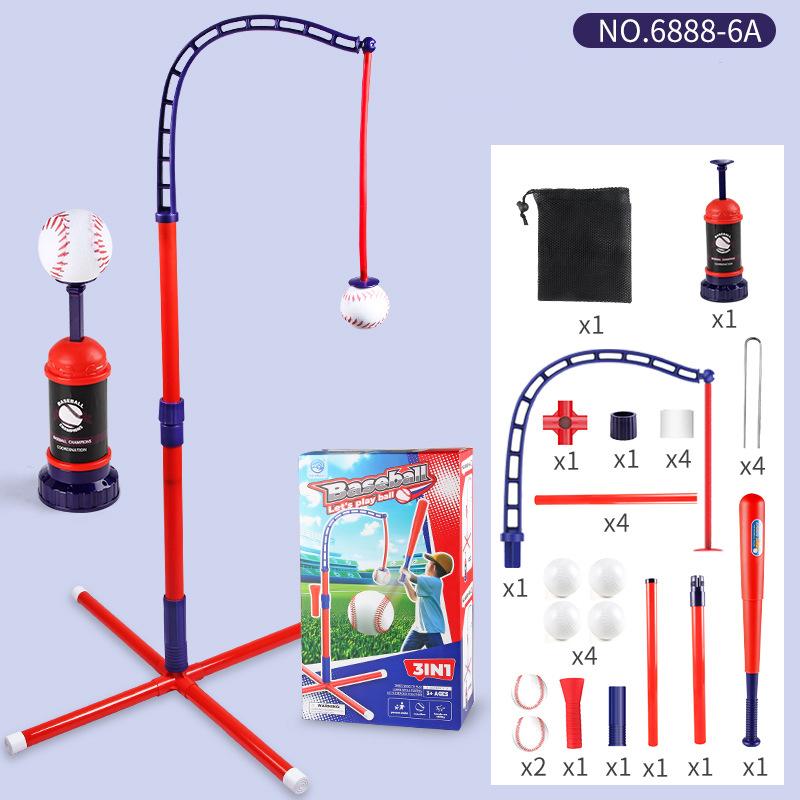 3-in-1 Kids Baseball Set for Ages 3-5/5-8, Batting Tee, Stand Tee, Pitching Machine with 4 Plastic Softballs & Bat