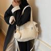 Large Capacity Tote Bag Canvas Bag Solid Color Student Crossbody Bag