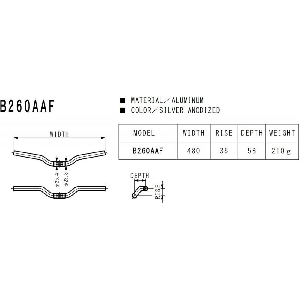 Nitto  Nitto  Rise Bar B260aaf B260aaf  25.4 480 Silver