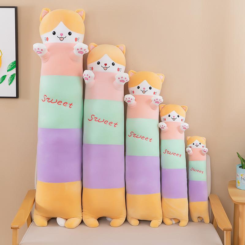 Long Cat Plush Pillow Snuggly Hugging Toy For Girls Perfect Bedtime Companion**