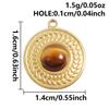 5pcs Real Natural Stone Tiger Eye Charm Sun Eye Oval Boho Pendant Gold Color Stainless Steel Pendants For Jewelry Making Finding