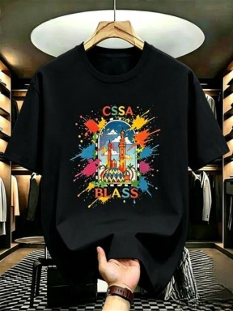 Unisexs Loose Fit Cotton Short Sleeve Tee Letter Print Casual Fashion New Arrival For Spring Summer Breathable Comfortable Urban Style