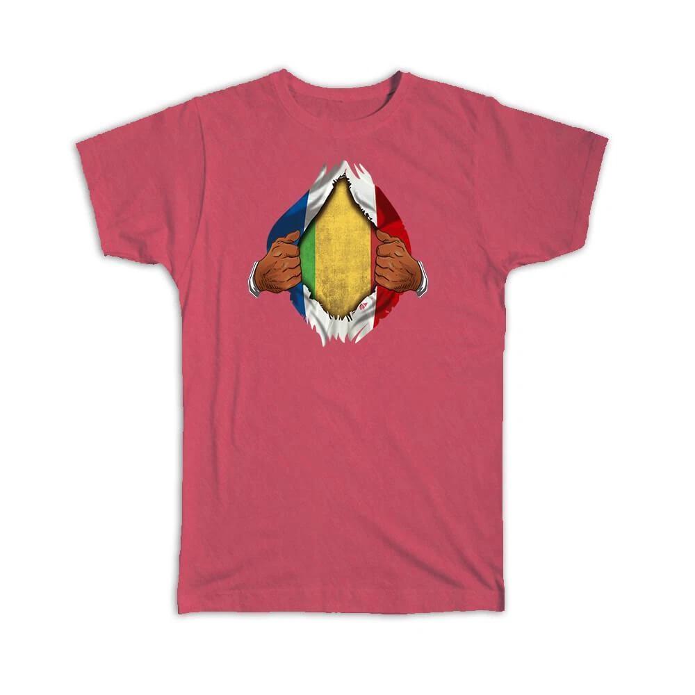Gift T-Shirt : Malawi French Flag Chest Malian 4XL