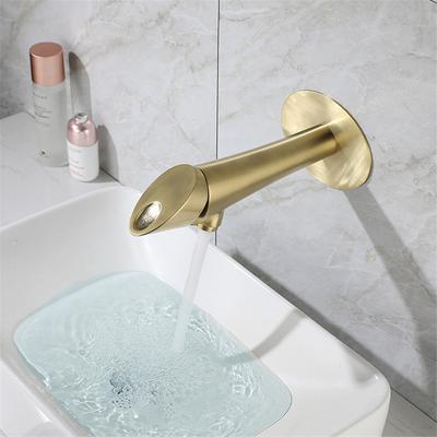 Messing Waschtischarmatur Luxus Badezimmerarmatur Spültischarmatur Wandmontierte Armatur Heiß und Kalt Schwarz/Gebürstetes Gold Mischbatterie