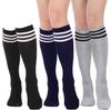 DRESHOW 3 Pairs Cotton Striped Knee High Socks for Women Quick Dry Knit Leg Warmer All Season Gift