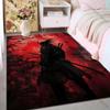 1PC Samurai with Red Moon Backdrop Print Carpet Rug for Living Room Bedroom Sofa Doormat Home Decor Non-slip Floor Mat