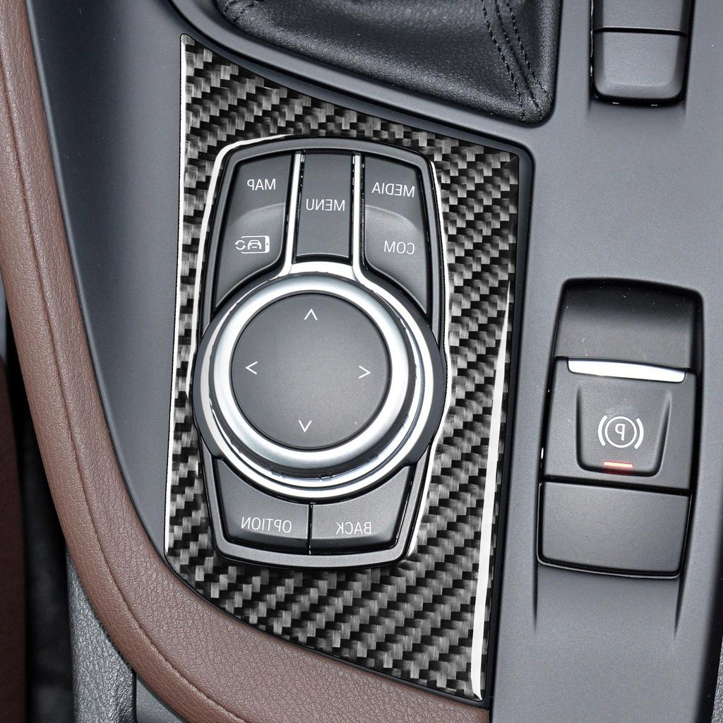 For BMW X1 F48 X2 F39 2016-2025 Real Carbon Fiber Sticker Gear Shift Multimedia Knob Panel Car inside decorative Accessories
