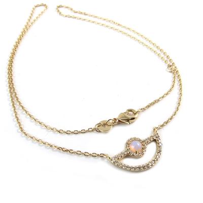 [P0196] - Rose Gold 'Princess Opal' Gold Plated Necklace