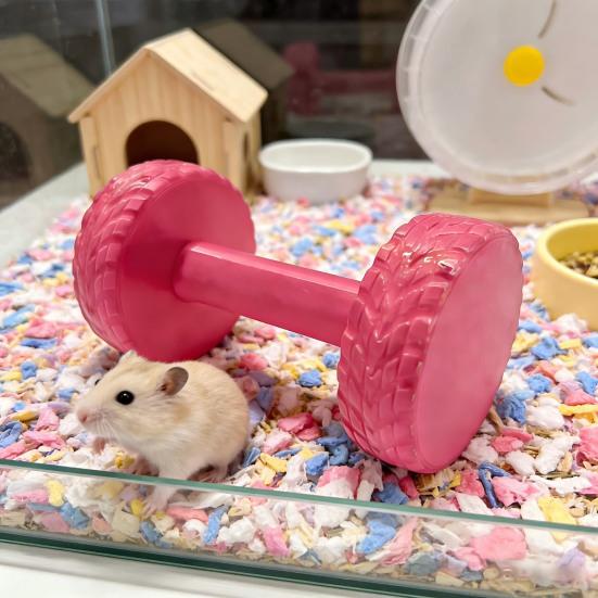 Yousheng Hamster Barbell Roller Toy Boredom Stress Relief Barbell Shape Interactive Chew Toy Chinchilla Gerbils Rats Mouse Exercise