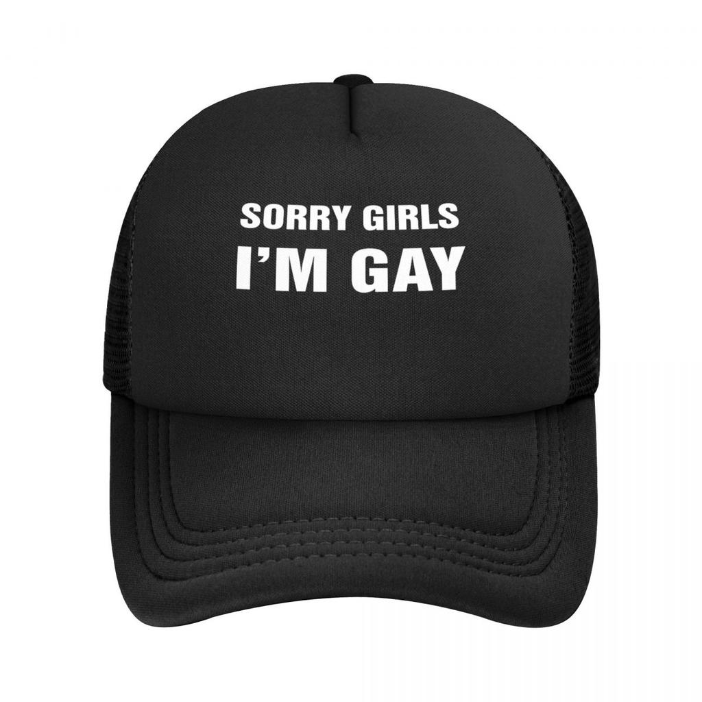 Sorry Girls IM Gay Stretchy Trucker Klobouk Síťovaná Baseballová čepice Nastavitelná čepice se zapínáním na zip pro Unisex ženy Pohodlné Prodyšné