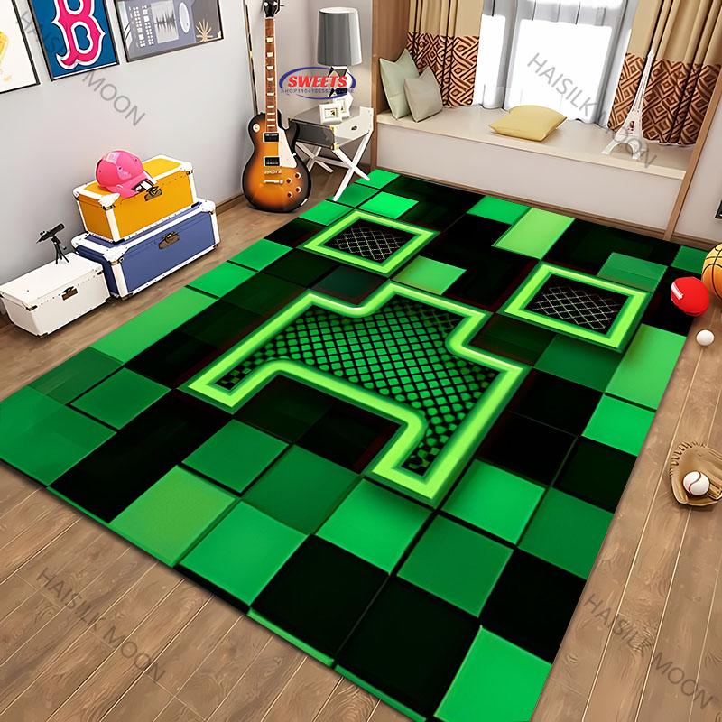 1PC Pixel Pattern Sword Printed Carpet Computer Room Game Room Non-slip Decorative Mat Livingroom Bedroom Office Large Area Rug