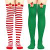 Womens Over Knee Socks Christmas Reindeer Striped Long Santa Claus Accessories