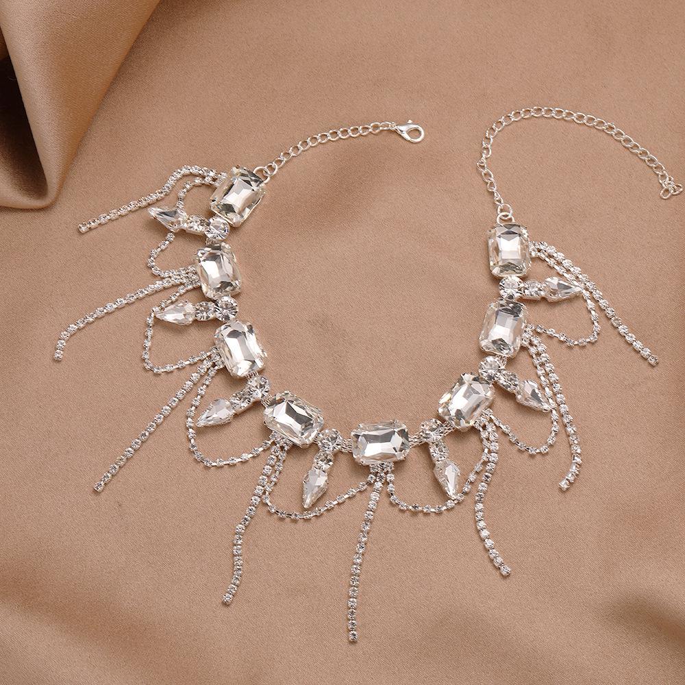 European Crystal Rhinestone Chain Necklace - Shiny and Fashionable Party Accessory for Women