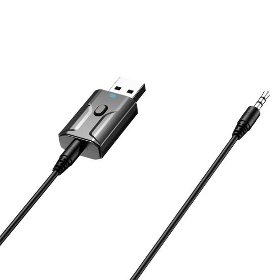 T02 Odbiornik Nadajnik Zestaw Głośnomówiący Kompatybilny z Bluetooth V5.0 2-w-1 Wielofunkcyjny Czarny USB