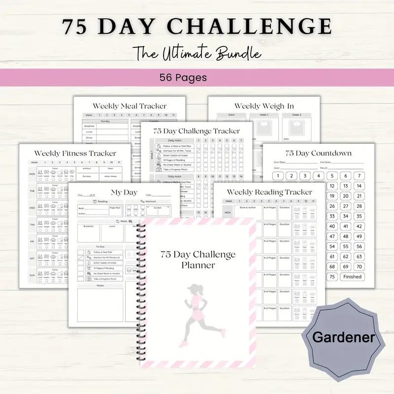 75-Day Fitness Challenge Planner Ultimate Fitness & Weight Loss Tracker Spiral-Bound Workout Log For Health & Wellness