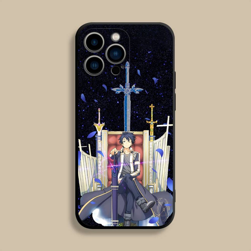 Sword Art Online SAO Kirigaya Handyhülle Für iPhone 17,16,15,14,13,12,Pro,Max,Plus,E,SE4,Air,Mini Schwarze Weiche Hülle