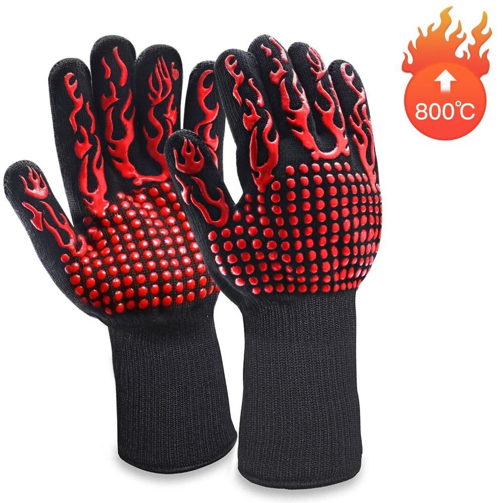 High Temperature Resistant 500/800 Degree Microwave Oven Silicone Non-slip Gloves, Heat Insulated Barbecue Oven Gloves