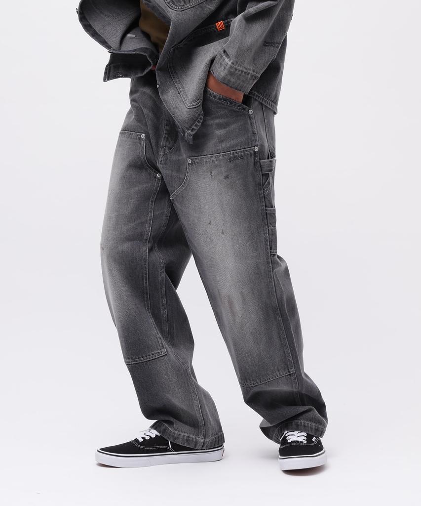 Avirex UNIVERSAL OVERALL DENIM DOUBLE KNEE PAINTER XL 010 PANTS, Men's Black, 783-5111201