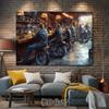 Biker Pub Szene Wandteppich Retro Motorradfahrer Wanddekoration für Man Cave