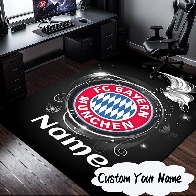 Custom Name Bayern Munich Fan Gear Rug for Living Room, Game Rooms, Office, Bedroom, Floor Mat Playful Design, fan gifts Christmas decor