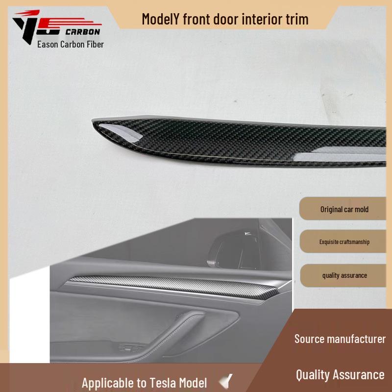 2019-IN Tesla Model Y Carbon Fiber Front Door Trim Strip