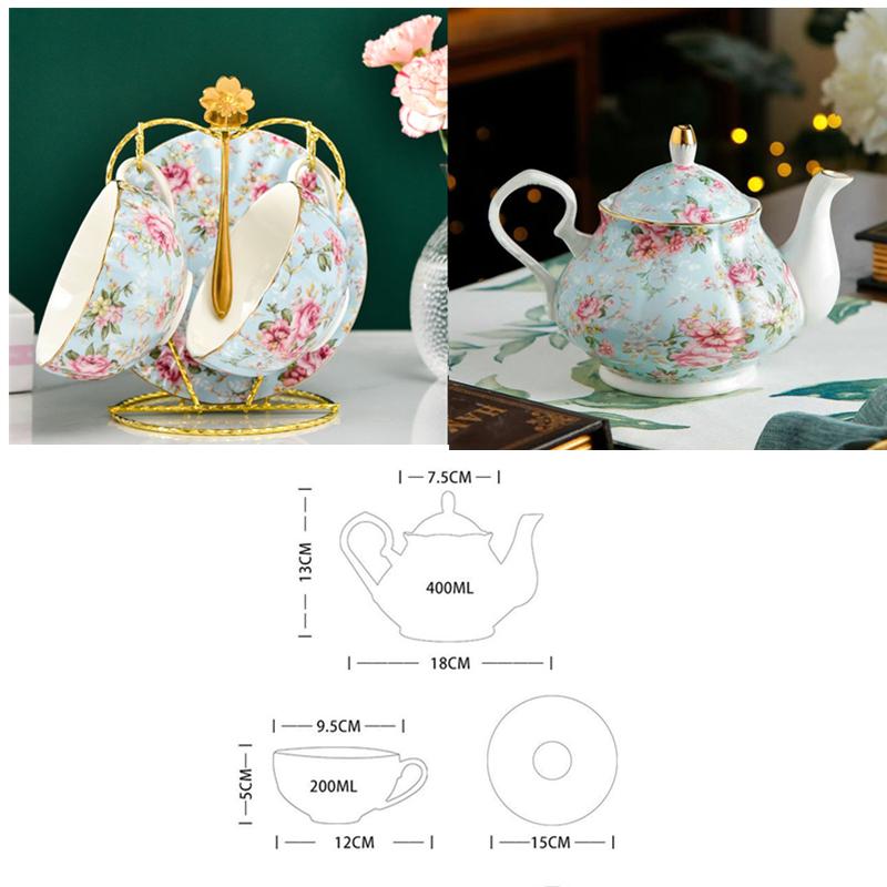 European Ceramic Tea Set English Afternoon Tea Cup Set Teapot High-Grade Porcelain Coffee Pot 1 TeaPot 2 Cups and Saucers