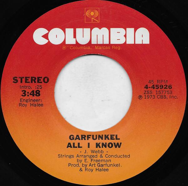 

7inch Record ART GARFUNKEL All I Know 445926 Columbia 1973 US Rock Used