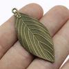 Foglie Grandi Dettagliate Fascino Botanico Bronzo Antico Lega di Zinco Materiali per la Creazione di Gioielli Stile Fabbricante di Gioielli Fascini Metallici