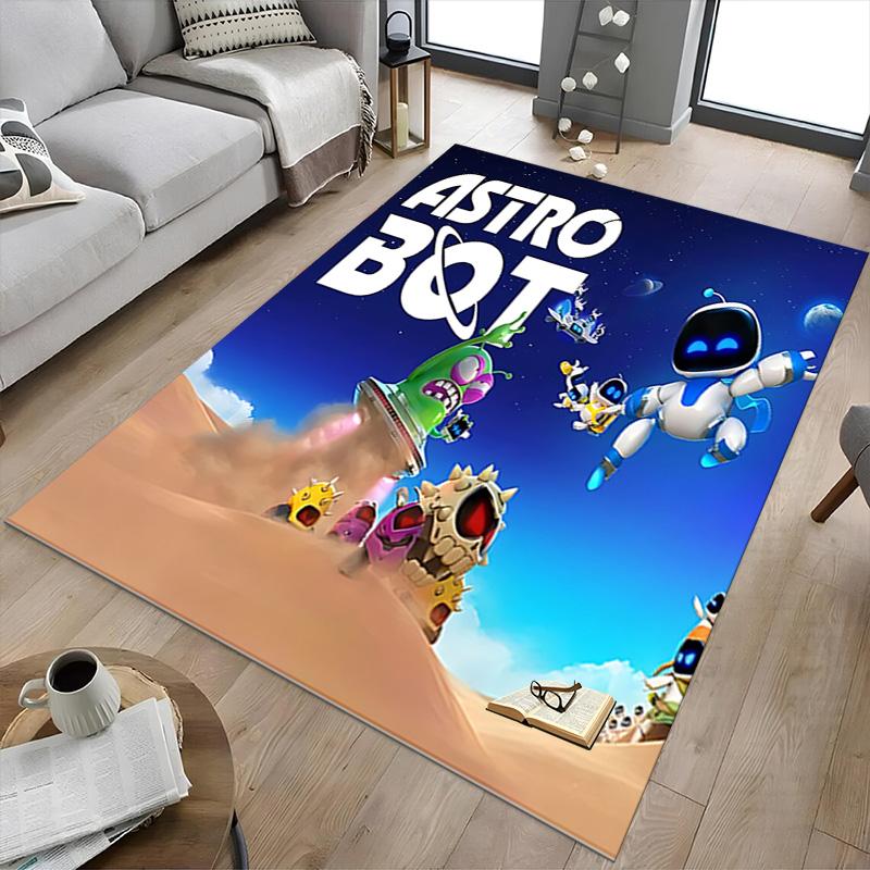 1 Stück Astro Bot Abenteuer Teppich für Spielzimmer Schlafzimmer Wohnzimmer Sofa Heimdekoration, Kinder Spielbereich Teppich Rutschfeste Fußmatte Y72311
