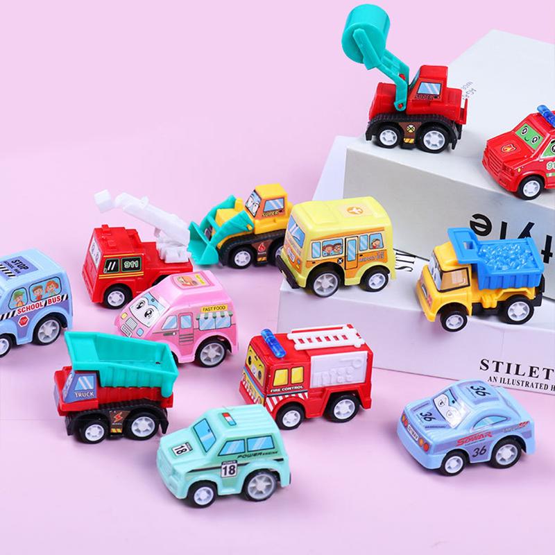 6Pcs/set Pull Back Car Set Party Favors Mini Inertial Engineering Vehicles for Kids Gifts Cartoon Cute Style Play Vehicles TMZ