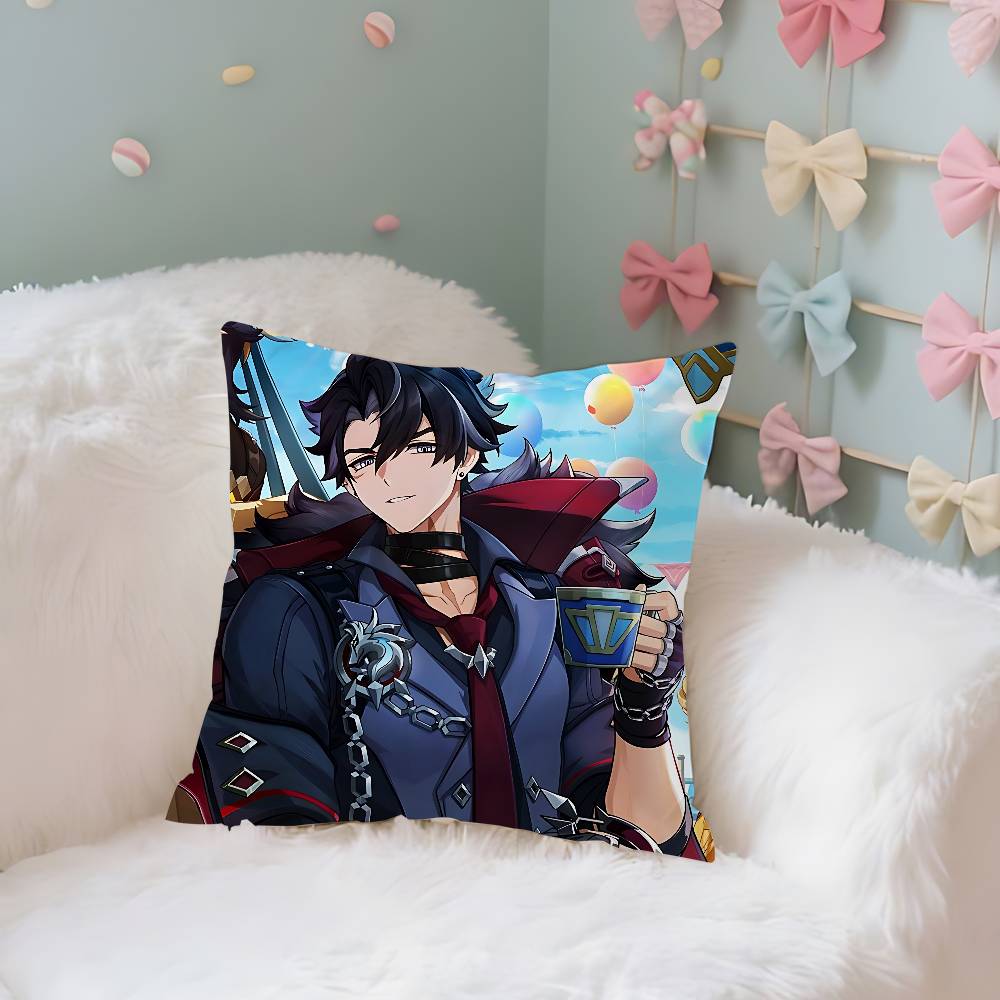 Cute Wriothesley Case Plush Fabric Soft Pillowcase Double Sided Print Cushion Cover Household Gifts