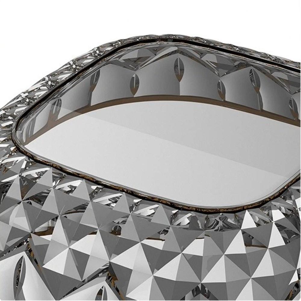 Golden Edge Fruit Bowl Square Transparent Fruit Tray Portable Dessert Biscuit Plate  Household